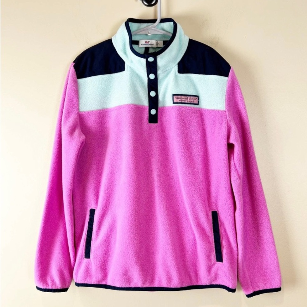 Vineyard Vines Girl's Colorblock Fleece Pullover Large